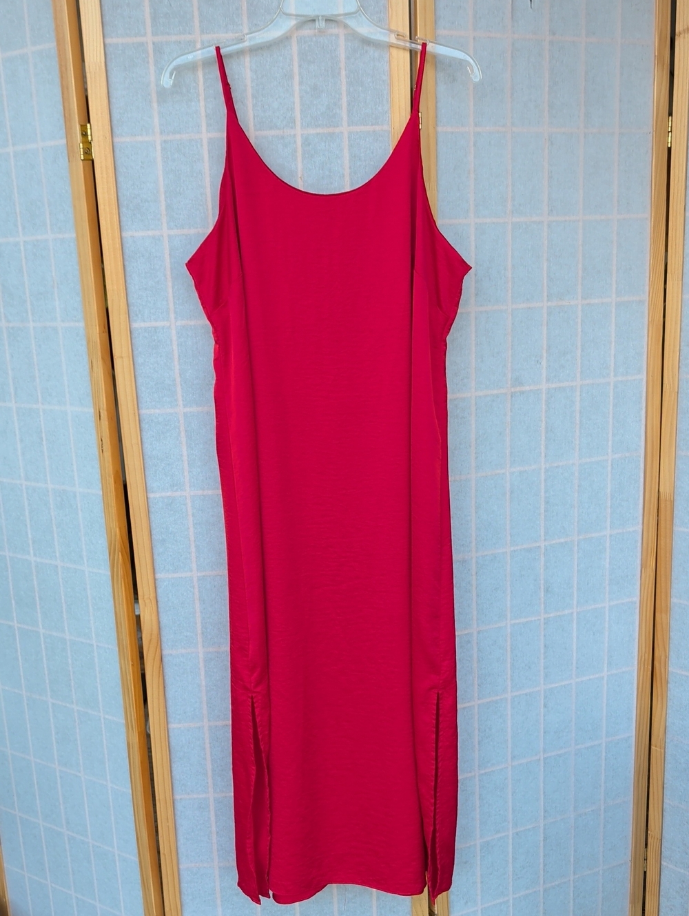 Auden Red Slip Midi Dress with Spaghetti Straps Luxury Special Occasion Date 🌹